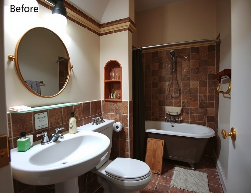 Before: Outdated Bathroom