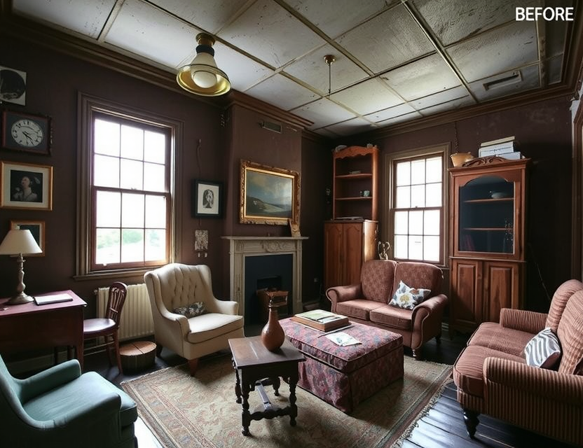 Before: Dated Living Room